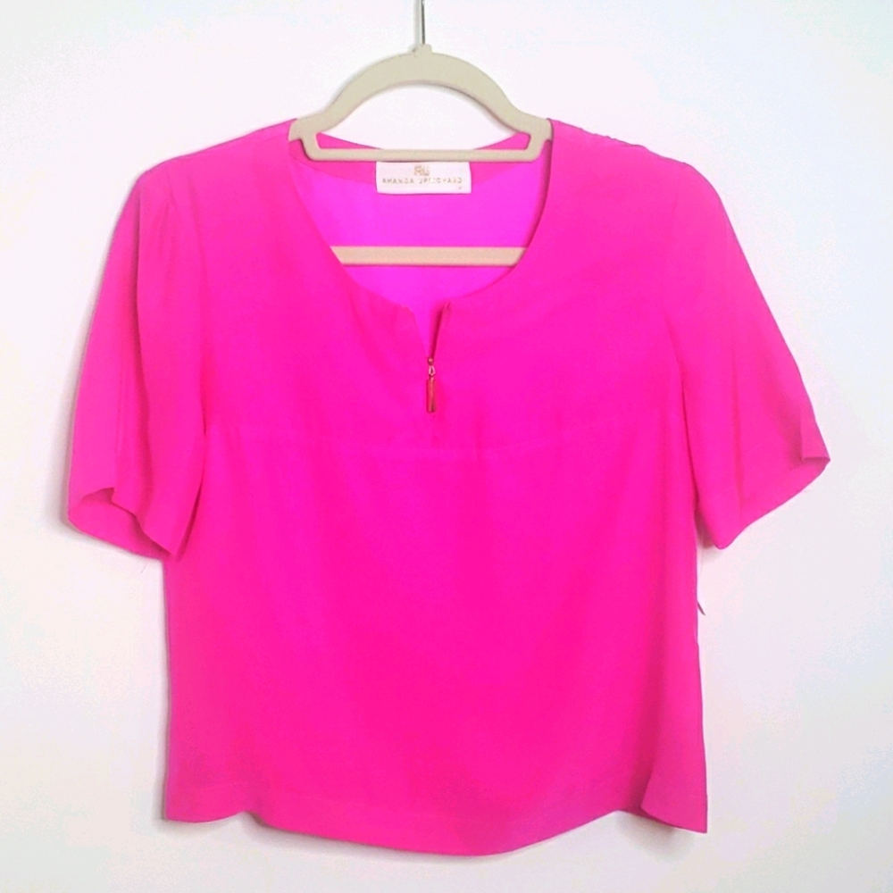Amanda Uprichard Neon pink crop top